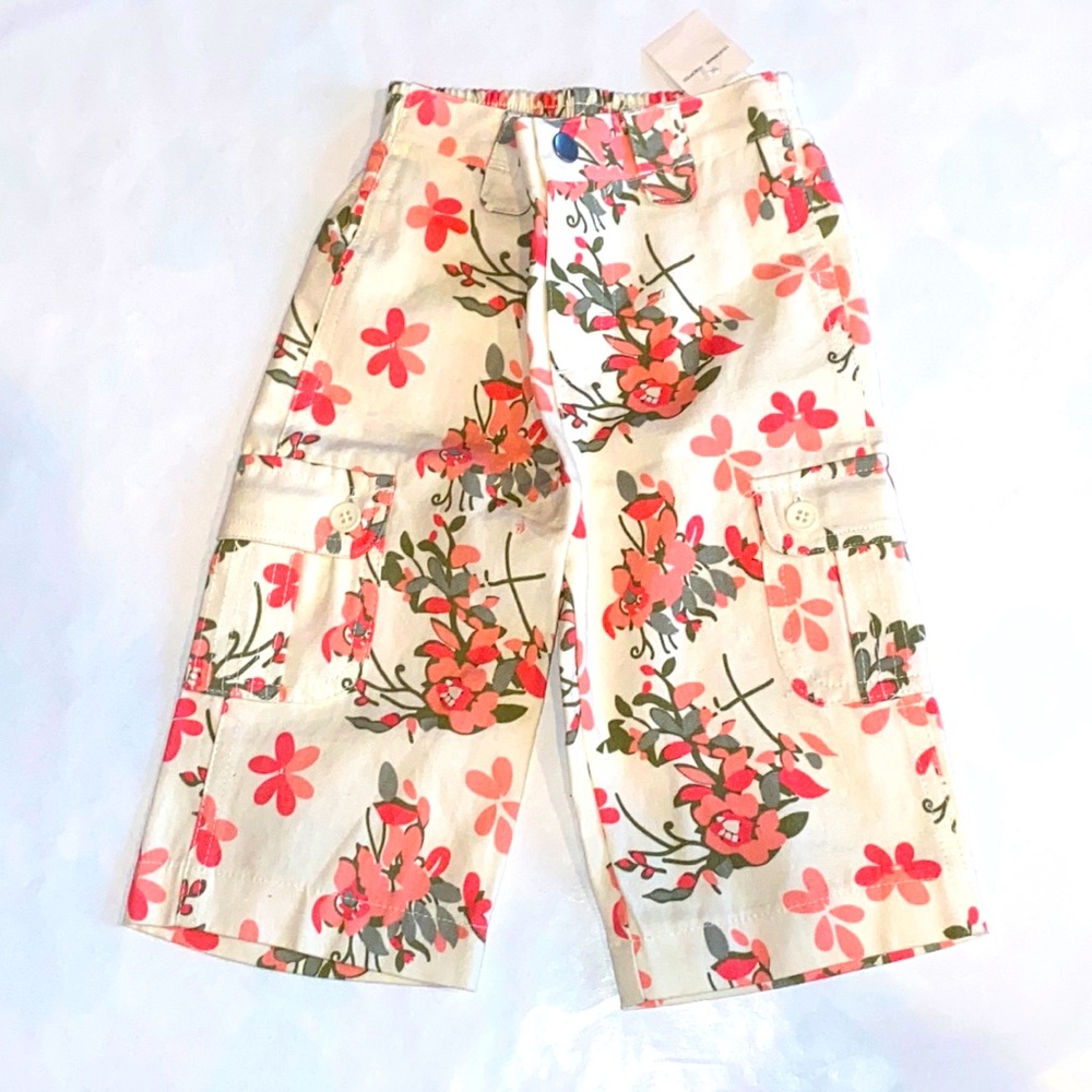 NEW / BNWT Baby Headquarters Cream Floral Pant 2T